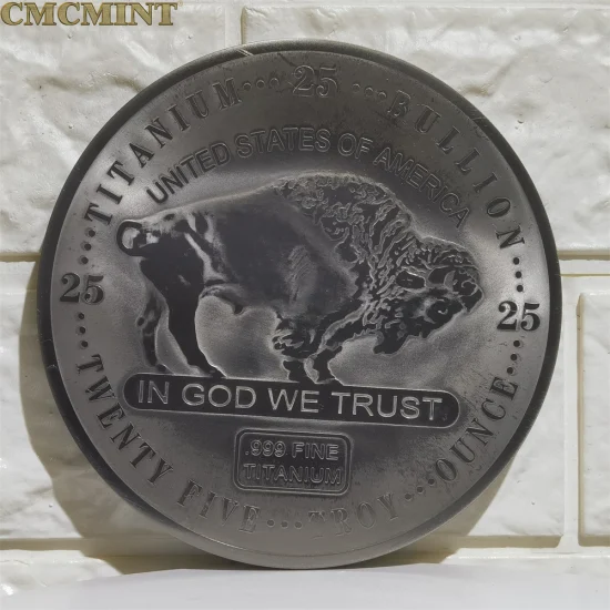 Coleções feitas sob encomenda das moedas da moeda do desafio barra de titânio chapeada ouro de 1 grama do búfalo